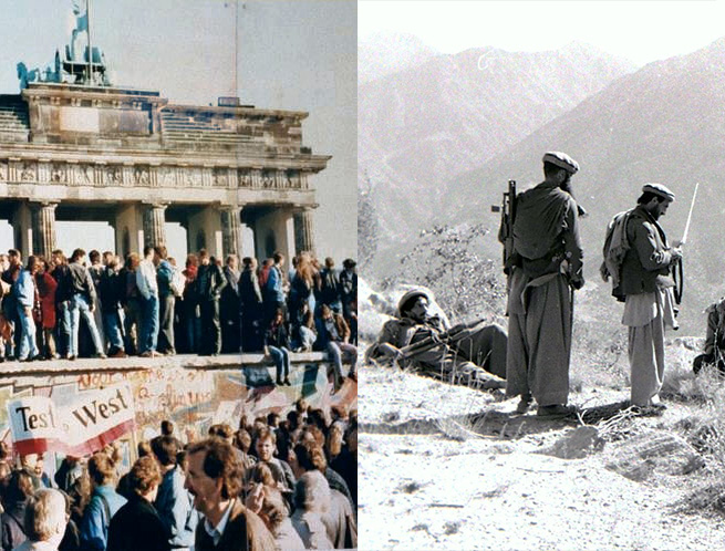 Occupation de la porte de Brandebourg (1989) / Combattants moudjahidines dans la province afghane de Kounar (1987)