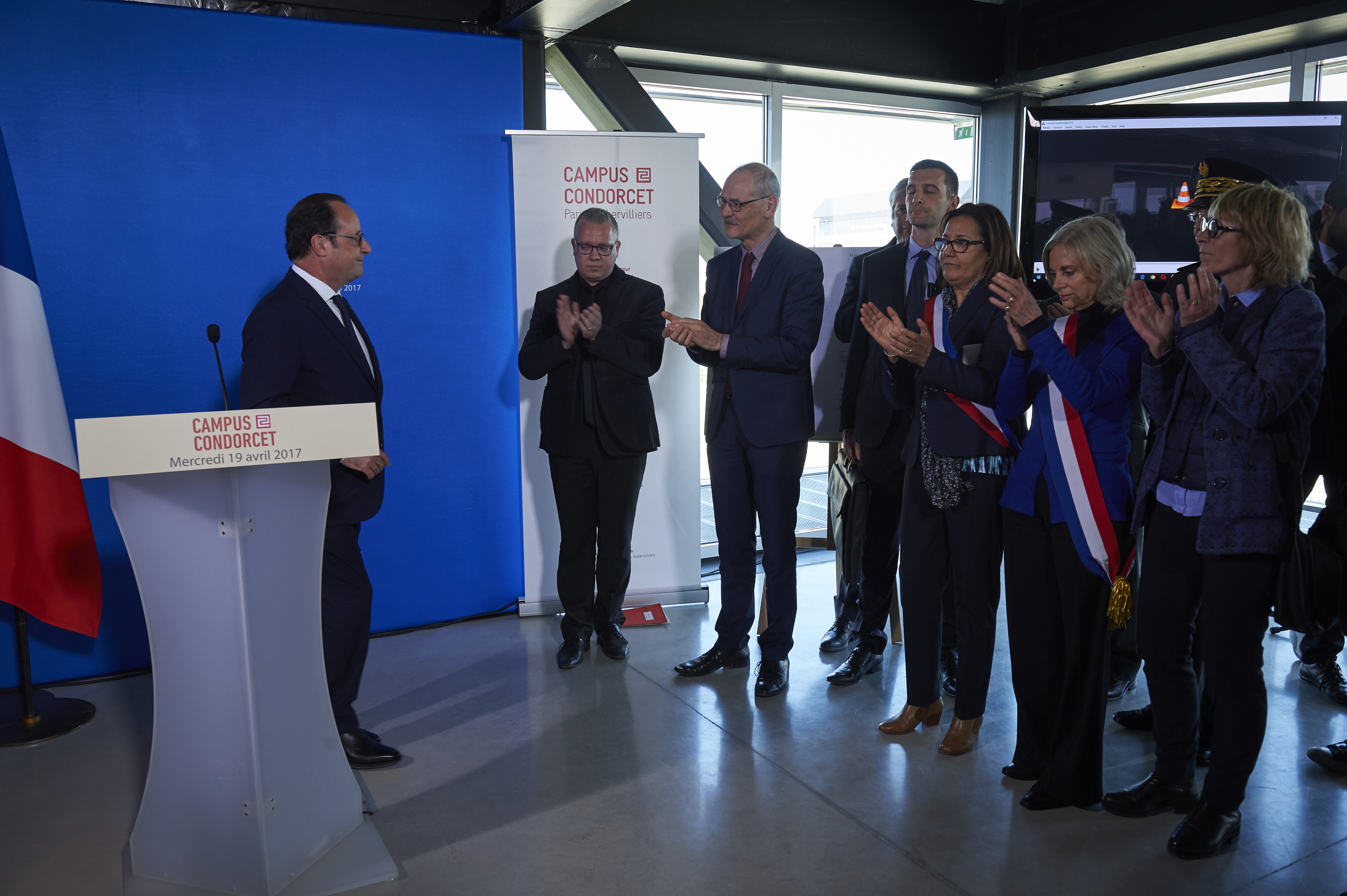 Visite du président de la République au Campus Condorcet 