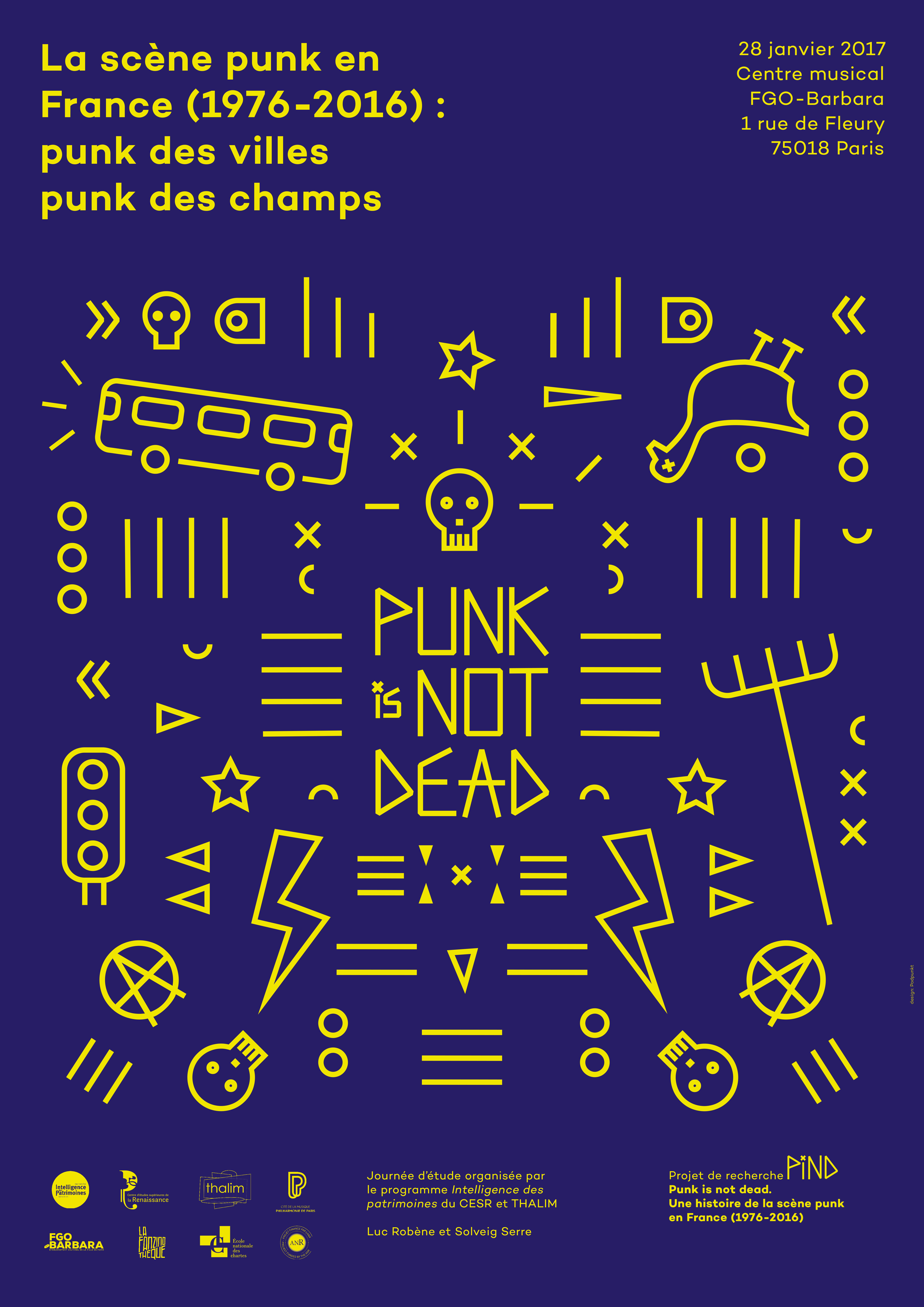 Affiche de la journée « La scène punk en France (1976-2016) : punk des villes punk des champs »