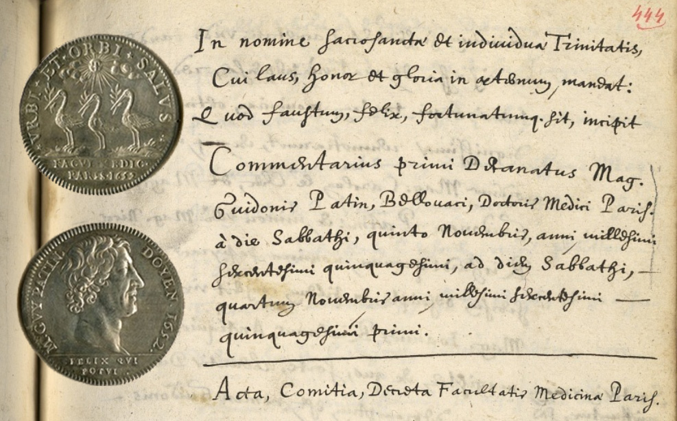 Extrait des Commentaria saluberrimæ Facultatis Medicinæ Parisiensis (1650-1652), Guy Patin