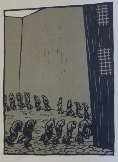 Bois gravé original de Jean-Gabriel Daragnès in Oscar Wilde, Ballade de la geôle de Reading, Paris, Léon Pichon, 1918, p. 35