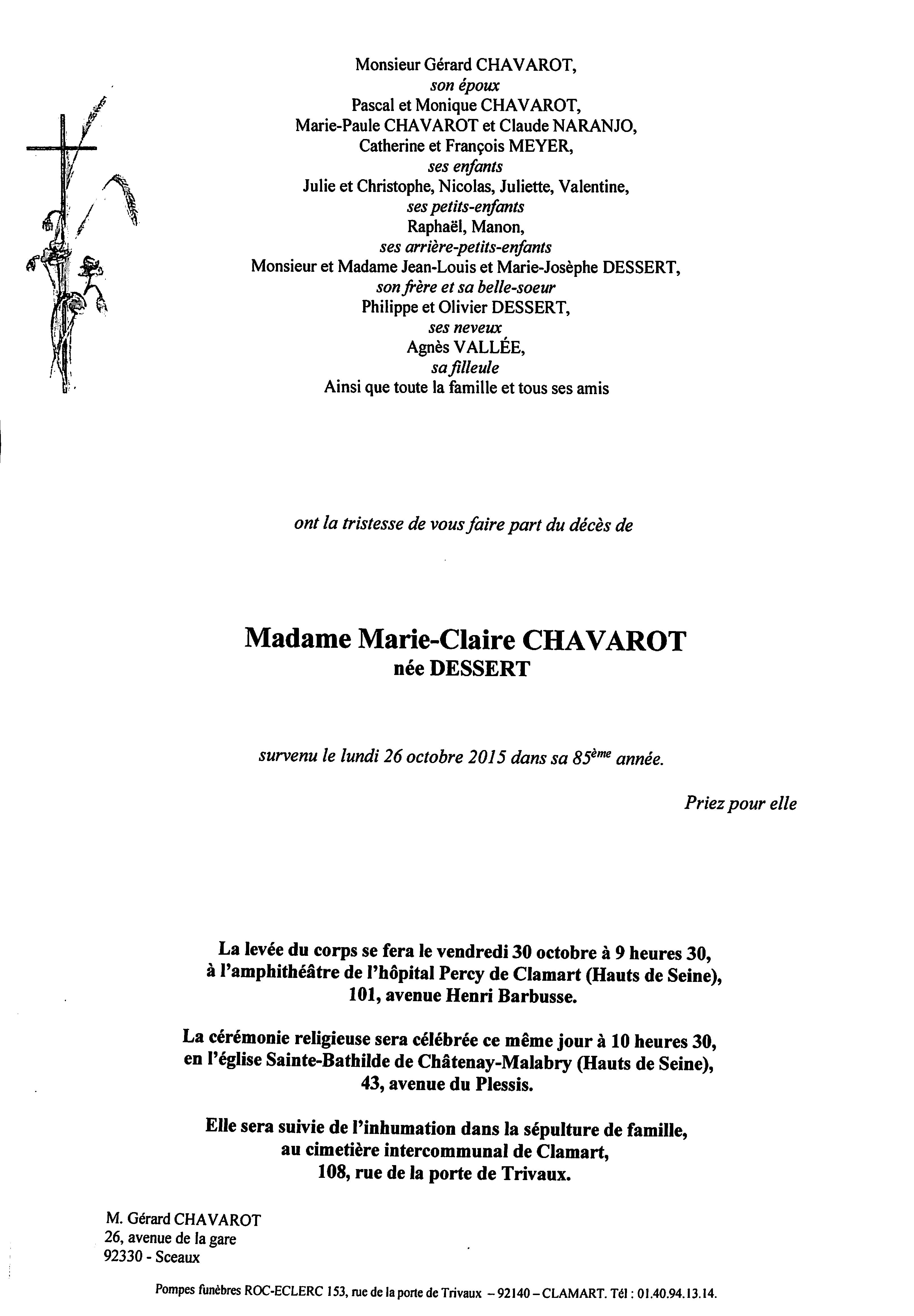 Décès de Marie-Claire Chavarot (prom. 1955)