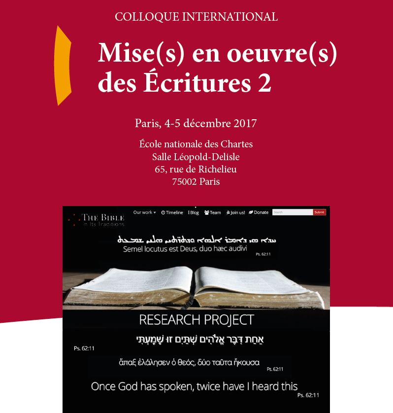 Affiche du colloque « Mise(s) en œuvre(s) des Écritures 2 »