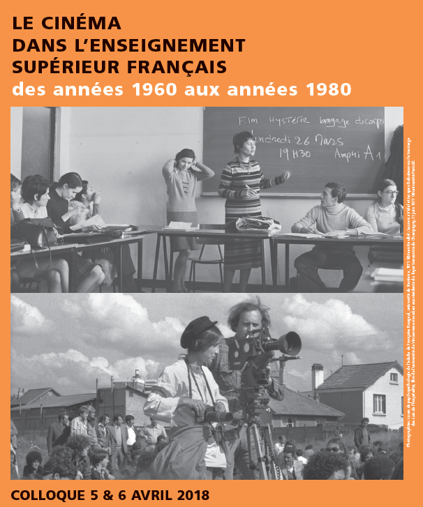 Affiche du colloque « Le cinéma dans l’enseignement supérieur français des années 1960 aux années 1980 »