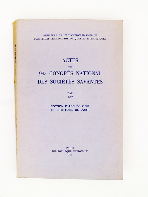 Couverture des Actes du 94e congrès national des sociétés savantes