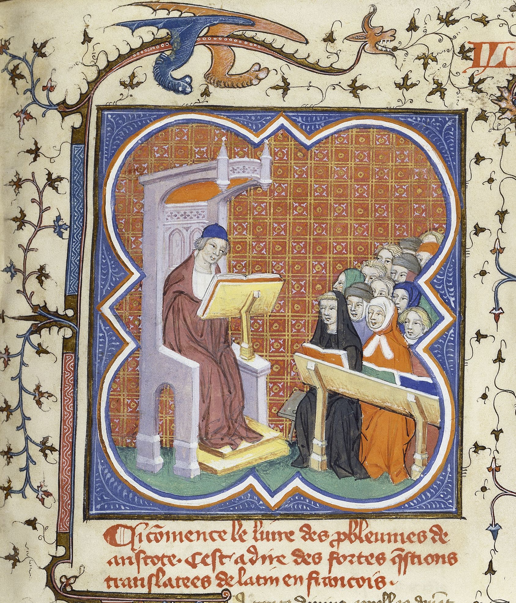 Premier folio (1r) du ms. Paris, BnF, fr. 210, une copie du Livre des Problemes d’Evrart de Conty