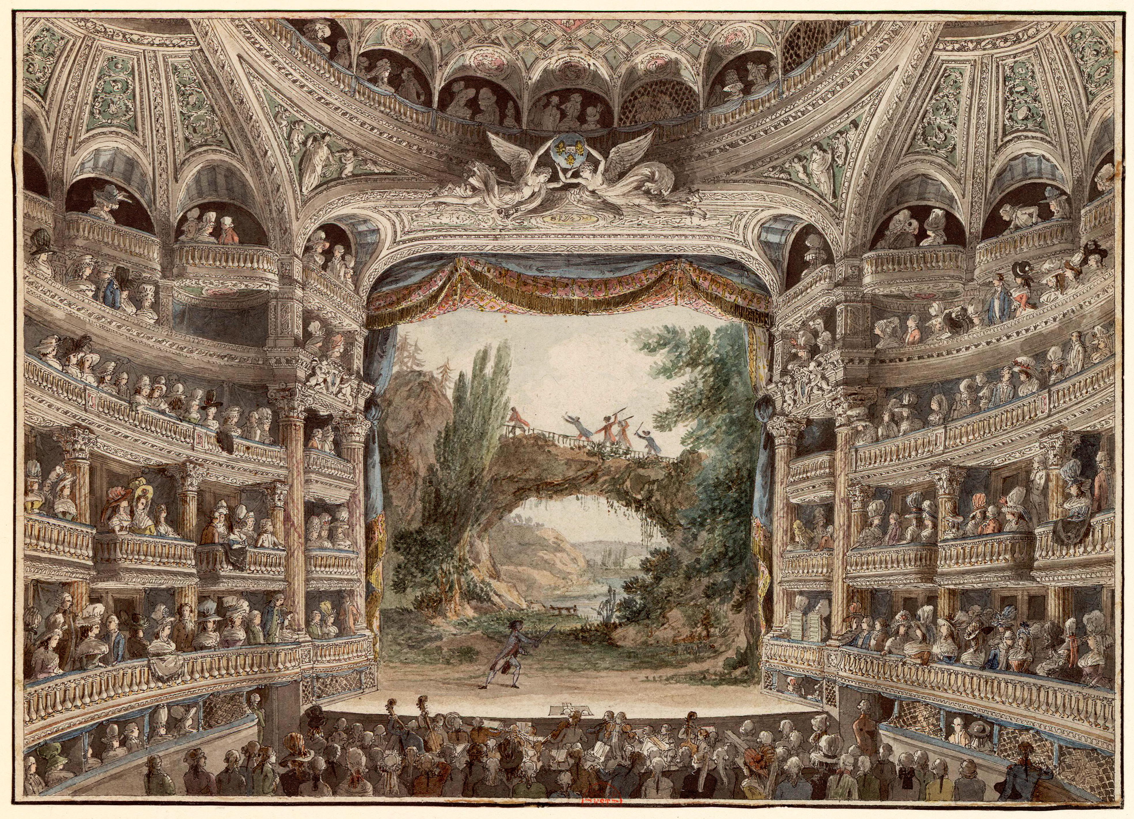 Intérieur de la Comédie-Française en 1790, par Antoine Meunier (1765–1808)