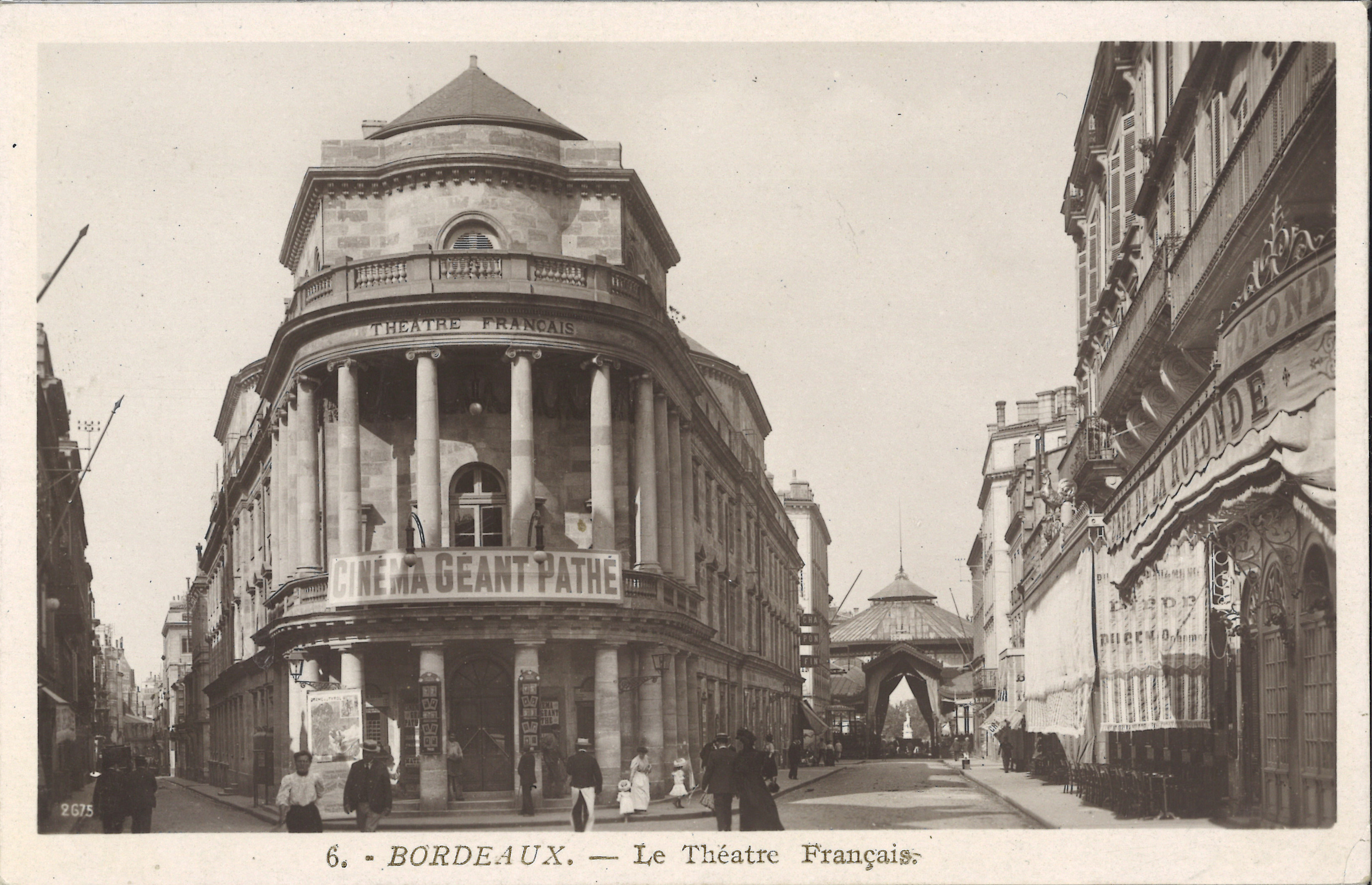 Carte postale Bordeaux, Cinéma Géant Pathé au Théâtre Français (années 1900-1910)