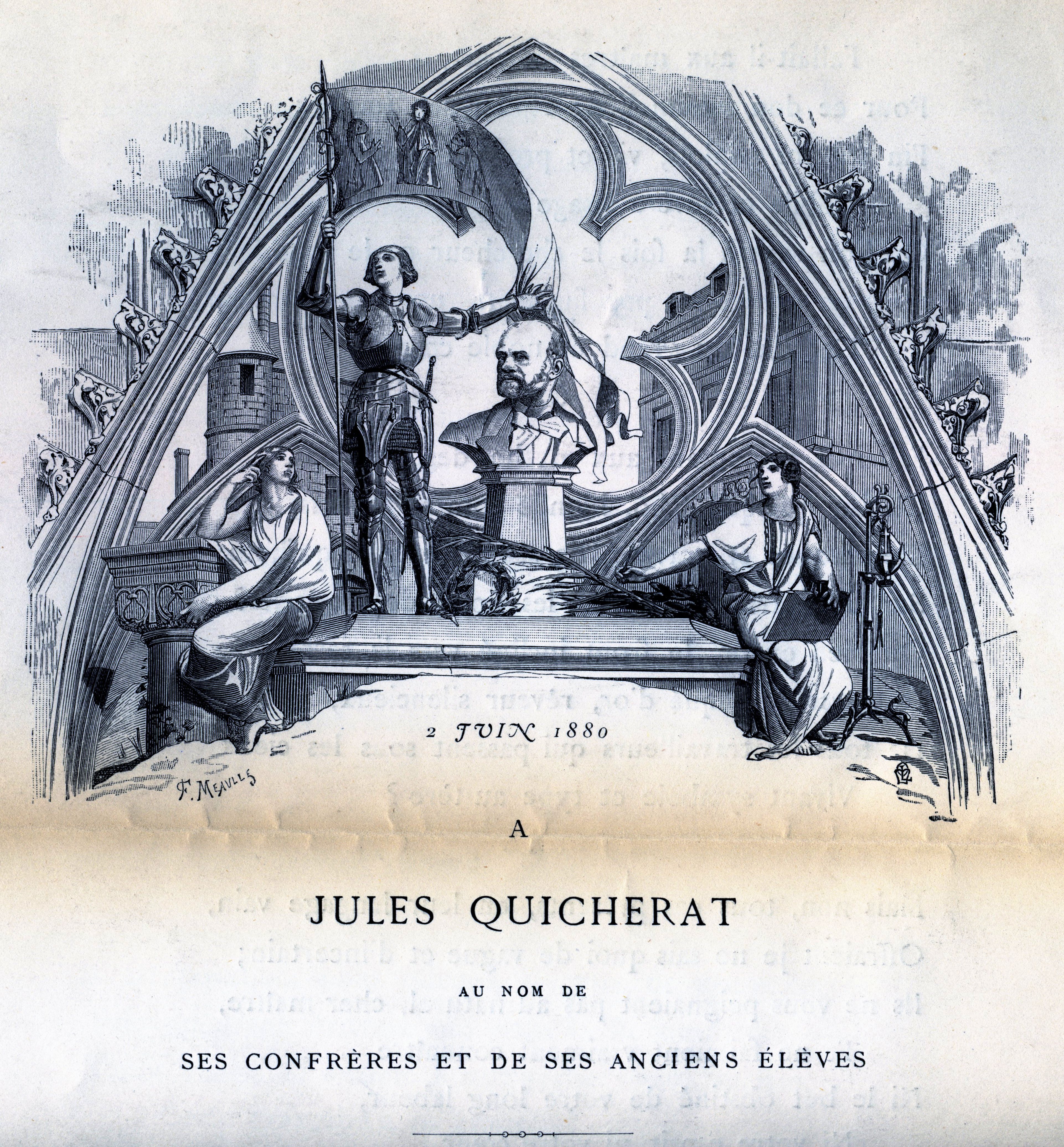 Un détail de la plaquette publiée en son honneur le 2 juin 1880 par ses confrères et ses anciens élèves