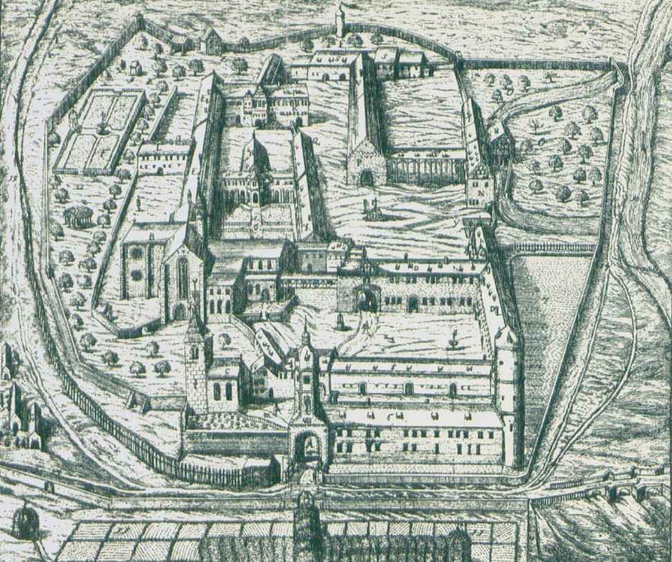 Vue cavalière du monastère de Schöntal (Wurtemberg) en 1686, avant sa transformation au début du XVIIIe siècle