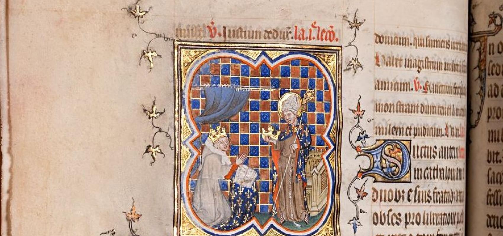 Image décorative : F. 304r. Sanctoral, fête de saint Louis de Toulouse - © Anthony Voisin / Photo Synthèse / BnF