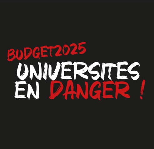 Image décorative sur laquelle est marqué "Budget 2025 : Universités en danger"