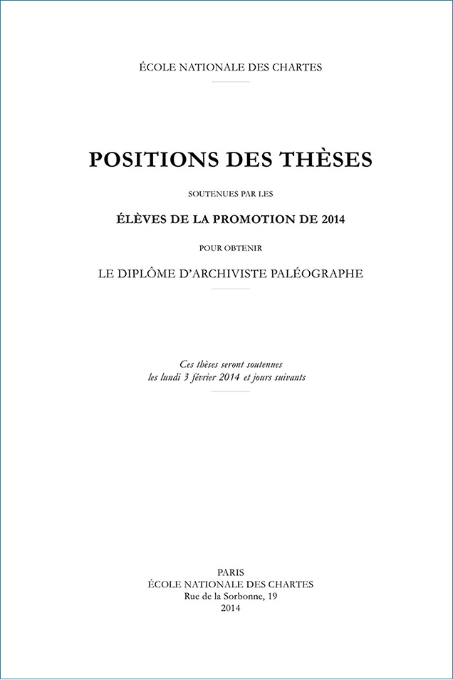 Image décorative : couverture des "Positions des thèses 2014"