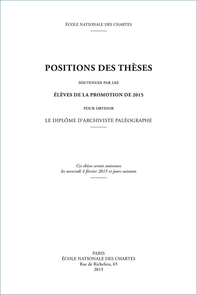 Image décorative : couverture des "Positions des thèses 2015"