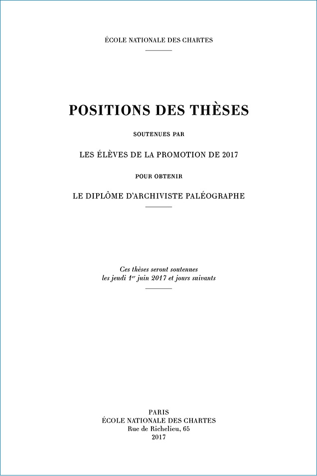 Image décorative : couverture des "Positions des thèses 2017"