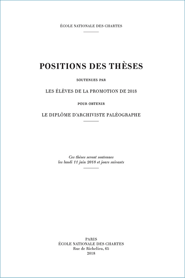 Image décorative : couverture des "Positions des thèses 2018"