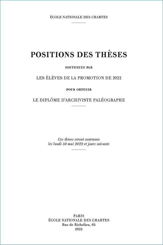 Image décorative : couverture des "Positions des thèses 2022"