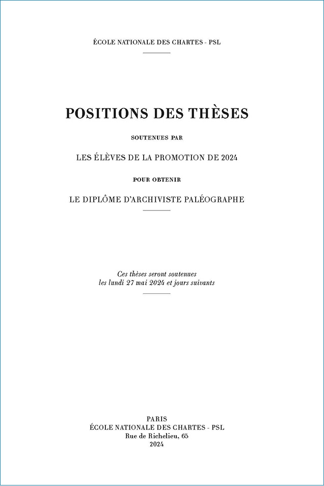 Image décorative : couverture des "Positions des thèses 2024"